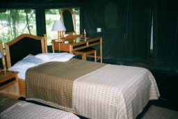 Inside tented cabin