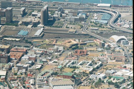 Parade grounds and fort from Table Mountain